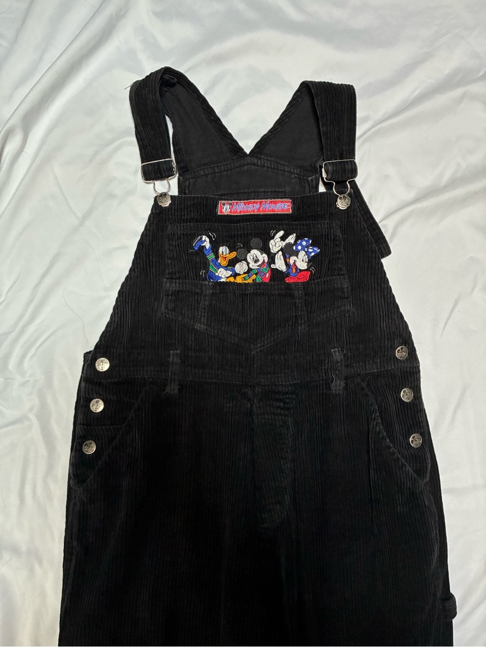 Vintage 90’s Disney Mickey Mouse Embroidered Wide Overalls Size Small